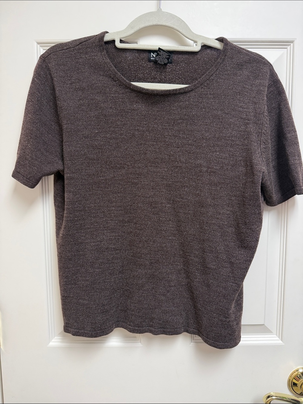 NY & Co Short Sleeve Knit Top - Brown